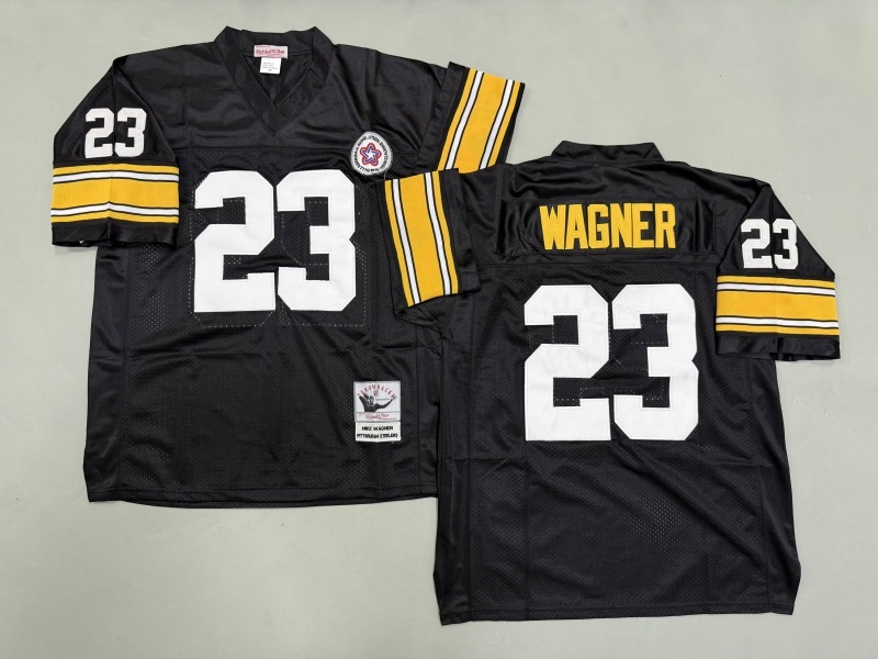 Men 2025 Pittsburgh Steelers #23 Wagner black Throwback Limited NFL Jersey style 002